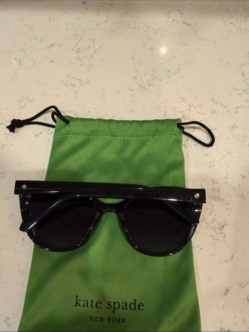 kate spade Cat Eye Black Sunglasses with Green Branded Pouch - Picture 2 of 4